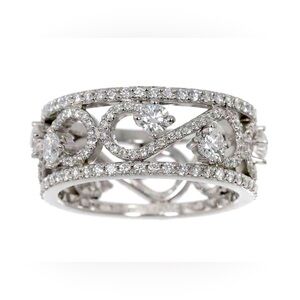 Tiffany & Co Platinum Diamond Enchant Scroll Wide Band Ring  Size 7